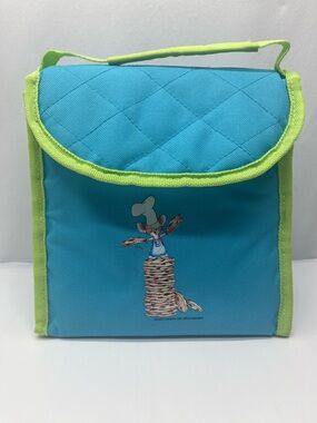Aqua & Lime Quilted Lunch Bag with Rabbit Stack Print